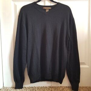 Sebastian Cooper Men's Sweater Medium Black Cashmere Cotton Blend V-Neck